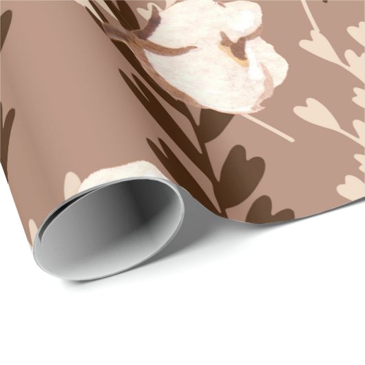 Baumwollmuster Pflanze Brown Geschenkpapier (Rolleneckpunkt)