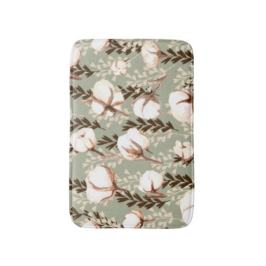 Baumwollmuster Pflanze Grün Badematte (Vorderseite Vertikal)