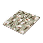 Baumwollmuster Pflanze Grün Fliese (Seite)