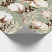 Baumwollmuster Pflanze Grün Geschenkpapier (Ecke)