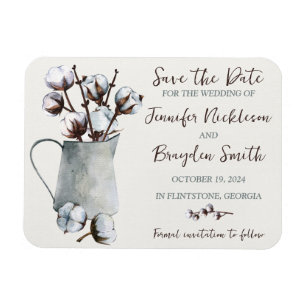 Baumwollstiele in Pitcher Wedding Save the Date Magnet