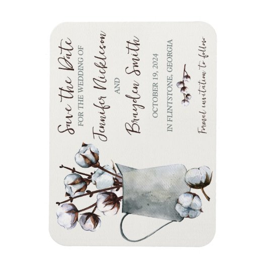 Baumwollstiele in Pitcher Wedding Save the Date Magnet (Vertikal)