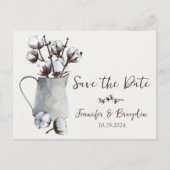 Baumwollstiele in Pitcher Wedding Save the Date Postkarte (Vorderseite)