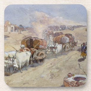 Baumwolltransport, Indien, 1862 (w/c über Getränkeuntersetzer