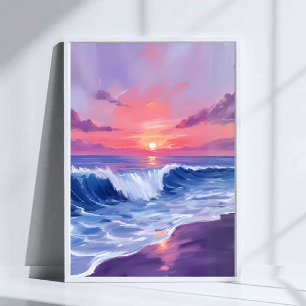 Baumwollzucker Bucht   Rosa Ozean Wasserfarbe Gema Poster