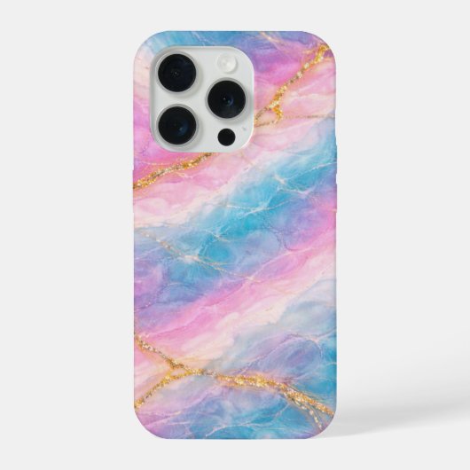 Baumwollzucker-Marmor mit Goldäderung iPhone Hülle (Rückseite)