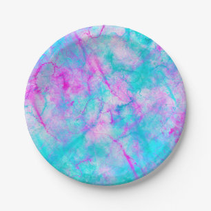 Baumwollzucker-Rosa & Blau Wasserfarben-Waschfärbu Pappteller