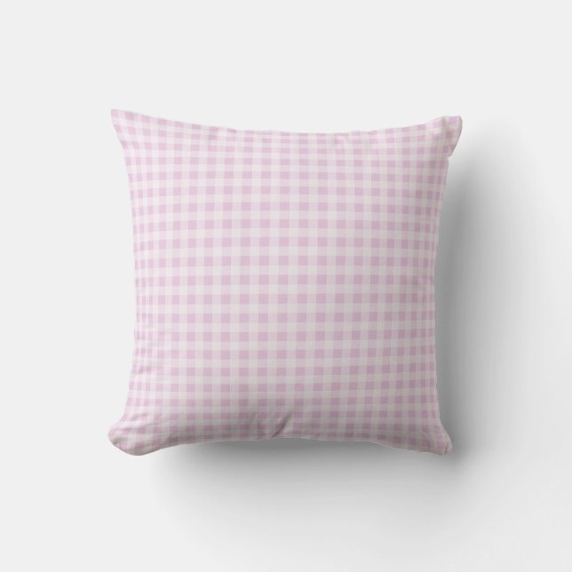 Baumwollzucker-Rosa Gingham Kissen (Vorderseite)