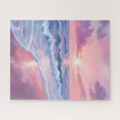 Baumwollzucker Strand | Rosa Ozeanwellen Malerei Puzzle (Horizontal)