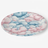 Baumwollzuckerwolken Pappteller (Schrägansicht)