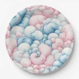Baumwollzuckerwolken Pappteller