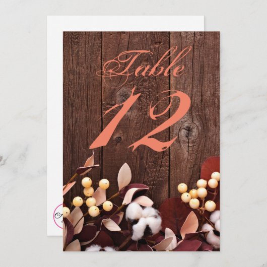 Baumwollzweig der 12x18-Tischnummer auf dunklem Ho Einladung (Vorne/Hinten)