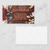 Baumwollzweig der Visitenkarte auf dunklem Holzdam (Vorne/Hinten)