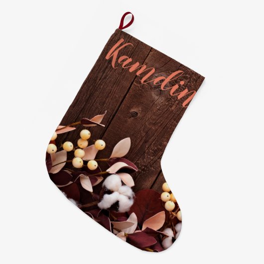 Baumwollzweig des personalisierten Strumpfs auf du Großer Weihnachtsstrumpf (Vorderansicht (hängend))