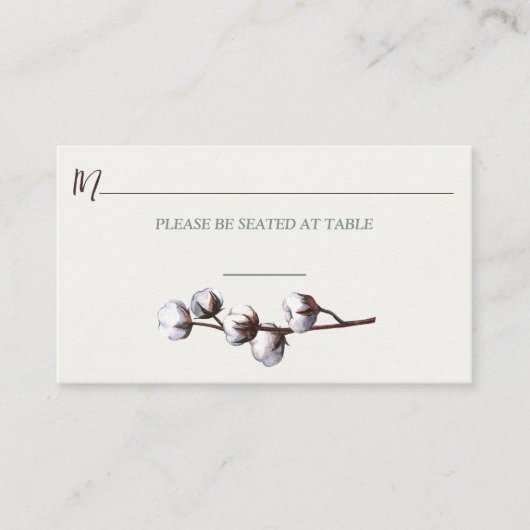 Baumwollzweig, Platzkarte für Hochzeitsarbeiten au (Vorderseite)