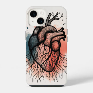 Baumwurzel-Herz – Seelenvolle Linienkunst iPhone 14 Hülle
