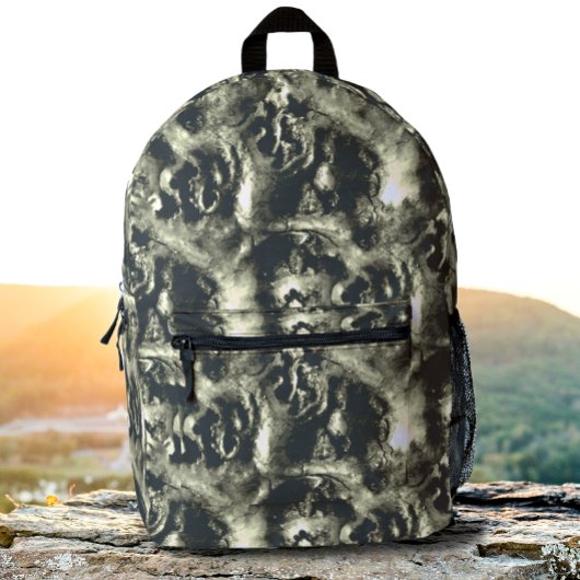 Baumwurzel Holzstruktur Schwarz und Grau Camouflag Bedruckter Rucksack