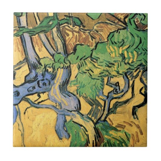 Baumwurzeln und -stämme von Vincent van Gogh Fliese (Vorderseite)