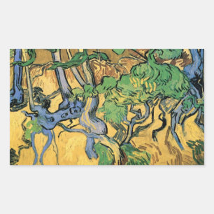 Baumwurzeln und Stämme von Vincent van Gogh Rechteckiger Aufkleber