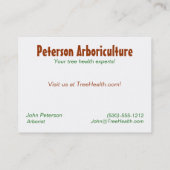 Baumzucht-Visitenkarte Visitenkarte (Rückseite)