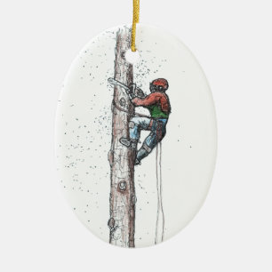 Baumzüchter-Baum-Chirurgen heraus übersteigen Keramikornament