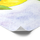 Baumzweig mit Zitronen und Blätter in Wasserfarbe Poster (Ecke)