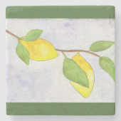 Baumzweig mit Zitronen und Blätter in Wasserfarbe Steinuntersetzer (Vorderseite)