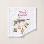 Baumzweig, Ornamente, Sterne Weihnachten Badhandtuch Set (Waschlappen)