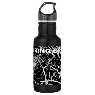 Baumzweige auf schwarzem Hintergrund Edelstahlflasche