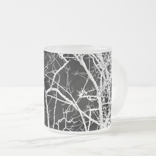 Baumzweige auf schwarzem Hintergrund Mattglastasse (VorderseiteRechts)