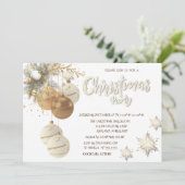 Baumzweige Balls Schneeflocken Weihnachten Einladung (Stehend Vorderseite)