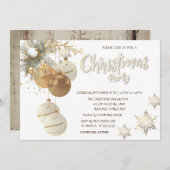 Baumzweige Balls Schneeflocken Weihnachten Einladung (Vorne/Hinten)