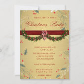 Baumzweige,Gold Corporate Weihnachtsfest-Party Einladung (Vorderseite)