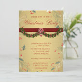 Baumzweige,Gold Corporate Weihnachtsfest-Party Einladung (Stehend Vorderseite)