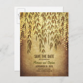 Baumzweige mit rustikalen Linien, die Lichter Save Ankündigungspostkarte (Vorne/Hinten)
