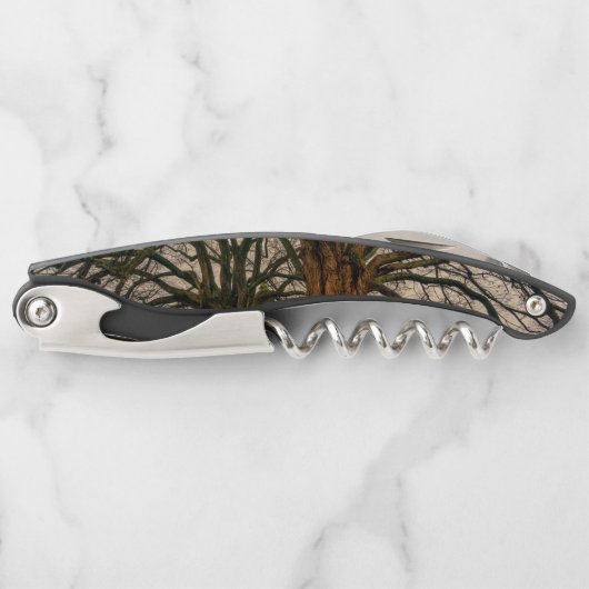 Baumzweige trinken das Schicksal des Holzschnitzel Kellnermesser (Vorderseite)