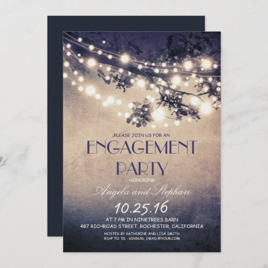 Baumzweige und Verbindungspartei für Lichteffekte Einladung (Vorne/Hinten)