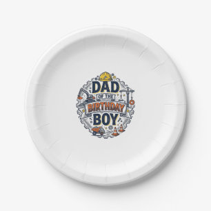 Baupapa des Geburtstagsjungen-Shirt-Design_ Pappteller
