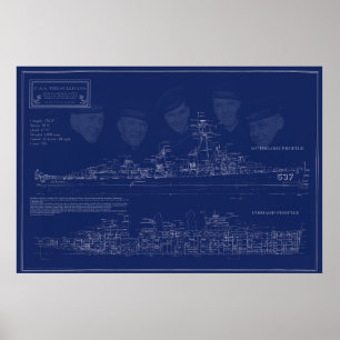 Bauplan der USS The Sullivans DD-537 Poster