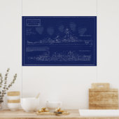 Baupläne des Schiffes USS The Sullivans Poster (Küche)