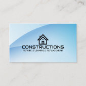 Bauprojekt Haus Dach Logo Blau Visitenkarte (Vorderseite)