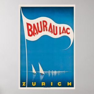 Baur Au Lac Hotel Zürich Schweiz Vintage Poster