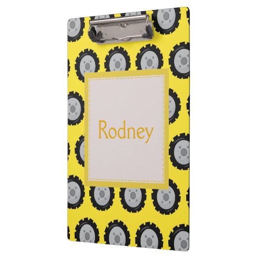 Bauräder mit gelbem Hintergrund Klemmbrett (Links)