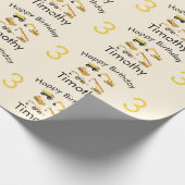 Bausame und Alter des Jungen zum Geburtstag Geschenkpapier (Ecke)