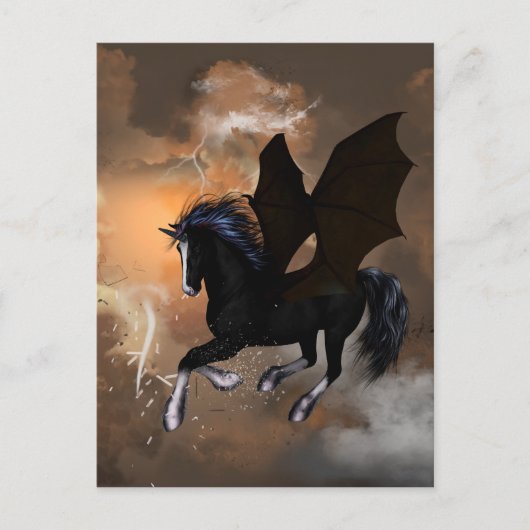 Bauschönes dunkles Einhorn Postkarte (Vorderseite)