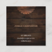 Bauschreiner Holz Dunkles rustikales Holz Quadratische Visitenkarte (Rückseite)