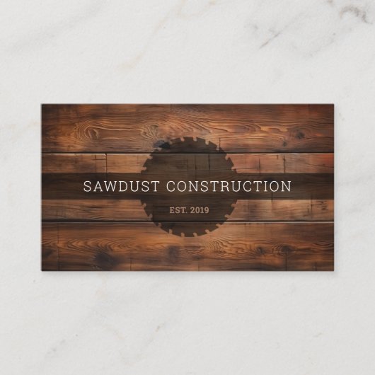 Bauschreiner Holz Dunkles rustikales Holz Terminkarte (Vorderseite)