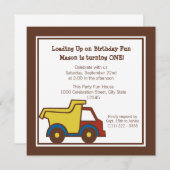 Bauspann-Dump-Truck Einladung (Vorne/Hinten)