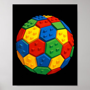 Baustein Blöcke Fußball Fan Gebäude Konstruktion Poster
