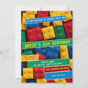 Bausteine Bausteine Blöcke Geburtstag  Einladung